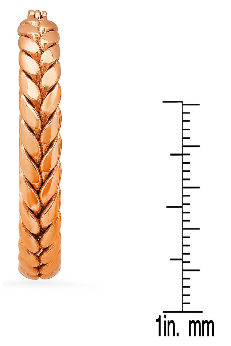 18k Rose Gold Plated Wheat Hoop Earrings, Alternate, color, ROSE GOLD