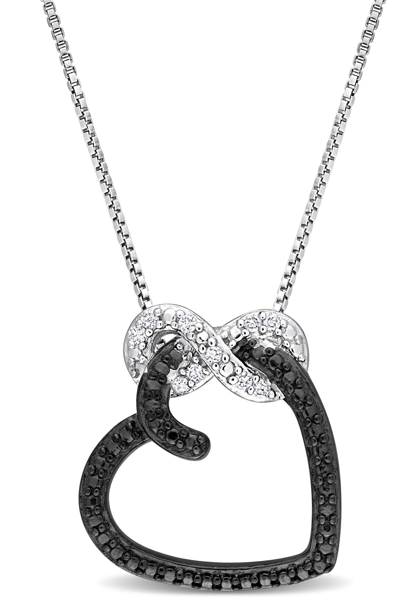 DELMAR Sterling Silver Diamond Infinity Heart Pendant Necklace - 0.05 ct.