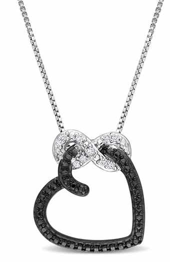 DELMAR Sterling Silver Diamond Infinity Heart Pendant Necklace - 0.05 ct.