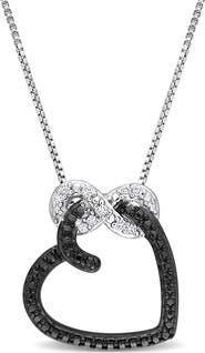 DELMAR Sterling Silver Diamond Infinity Heart Pendant Necklace - 0.05 ct.
