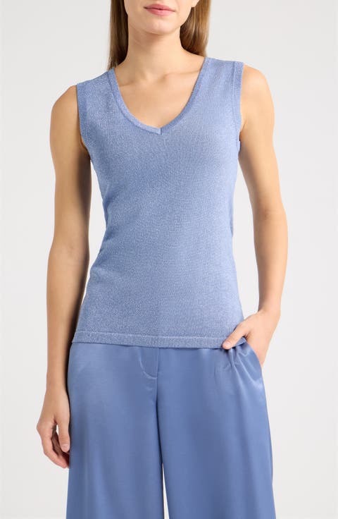 Metallic V-Neck Sweater Tank