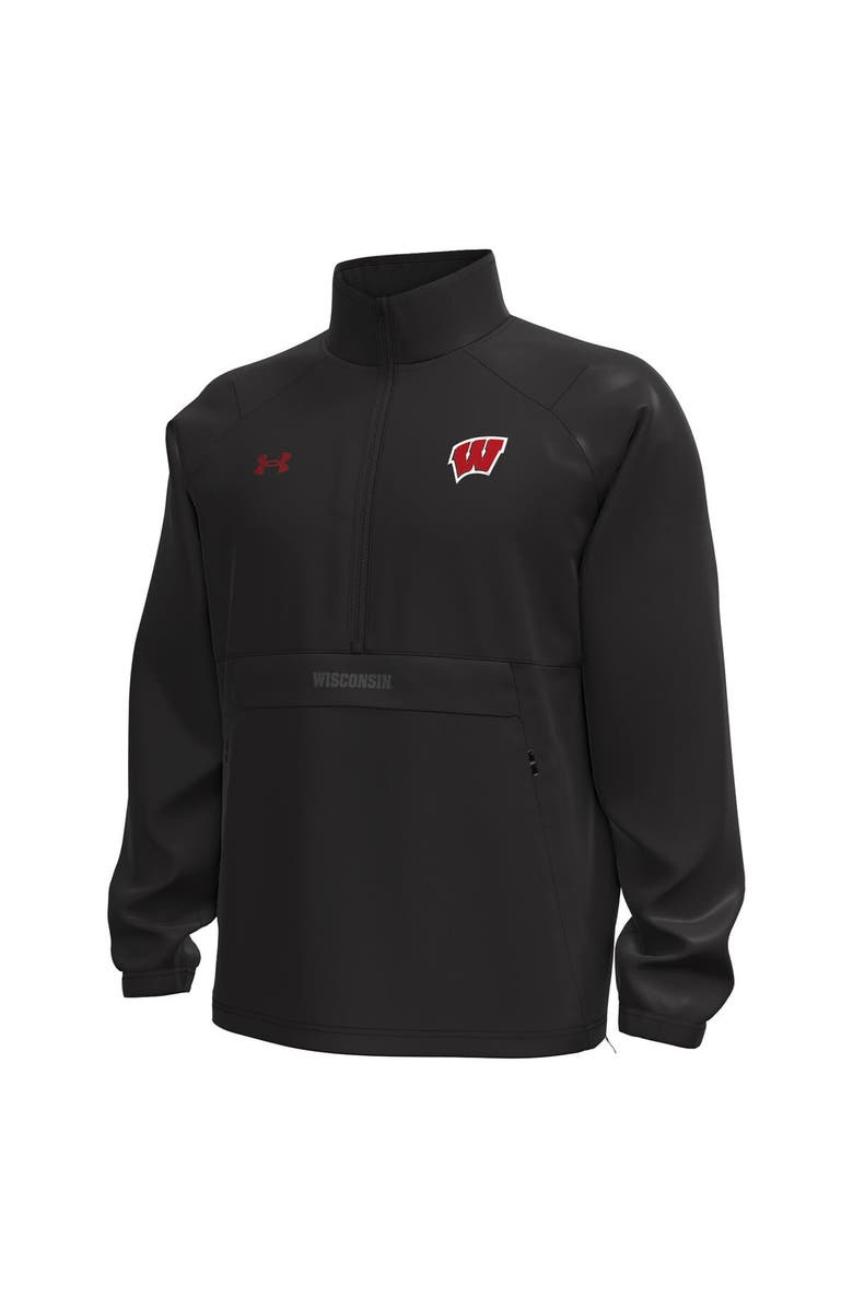 Under Armour Men's Under Armour  Black Wisconsin Badgers Unstoppable Woven Anorak Half-Zip Jacket, Alternate, color, Black