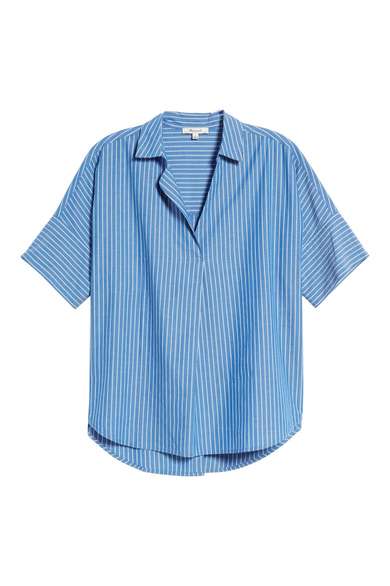 Courier Stripe Button Back Shirt, Alternate, color, MIDNIGHT SEA