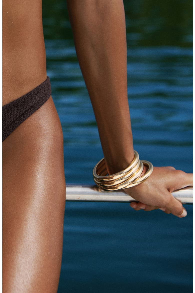 Set of 4 Bangle Bracelets, Alternate, color, GOLD