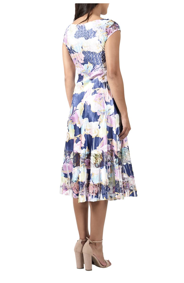 Komarov Cap Sleeve Charmuese Dress, Alternate, color, Spring Lily