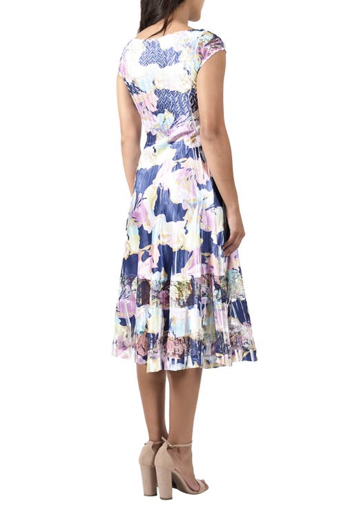 Komarov Cap Sleeve Charmuese Dress In Blue