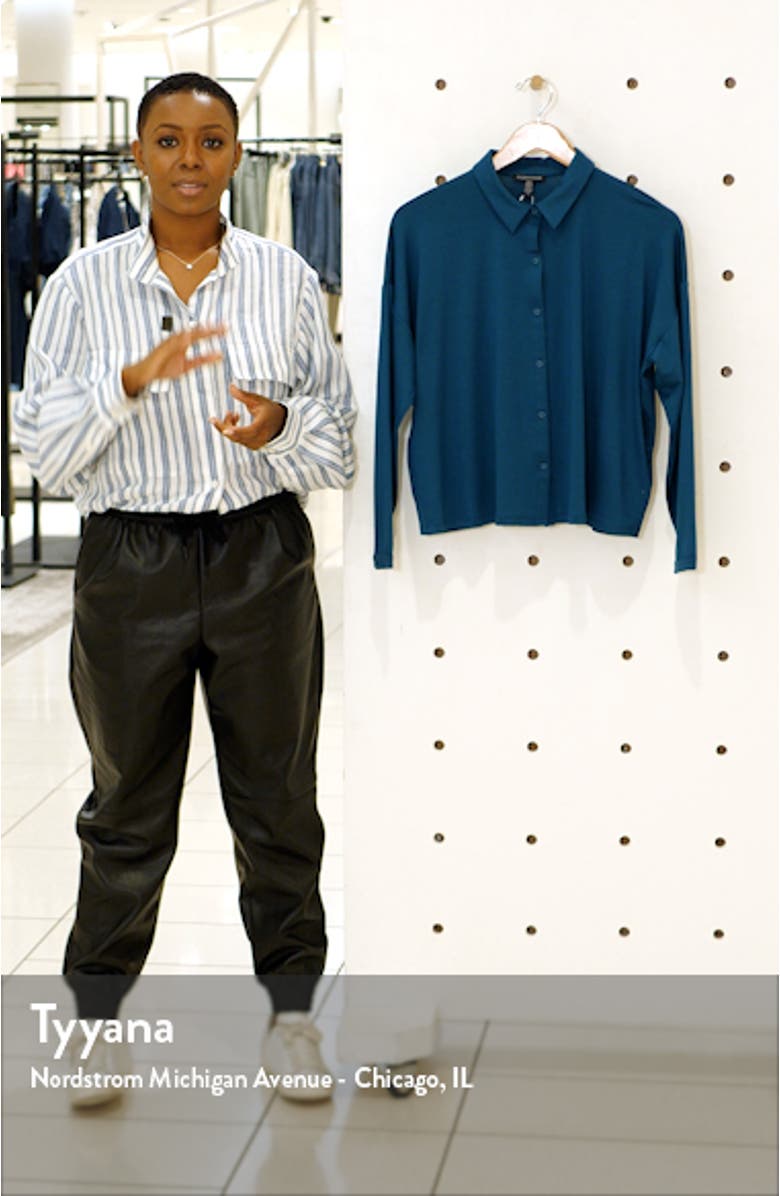 Classic Collar Stretch Jersey Boxy Shirt, sales video thumbnail