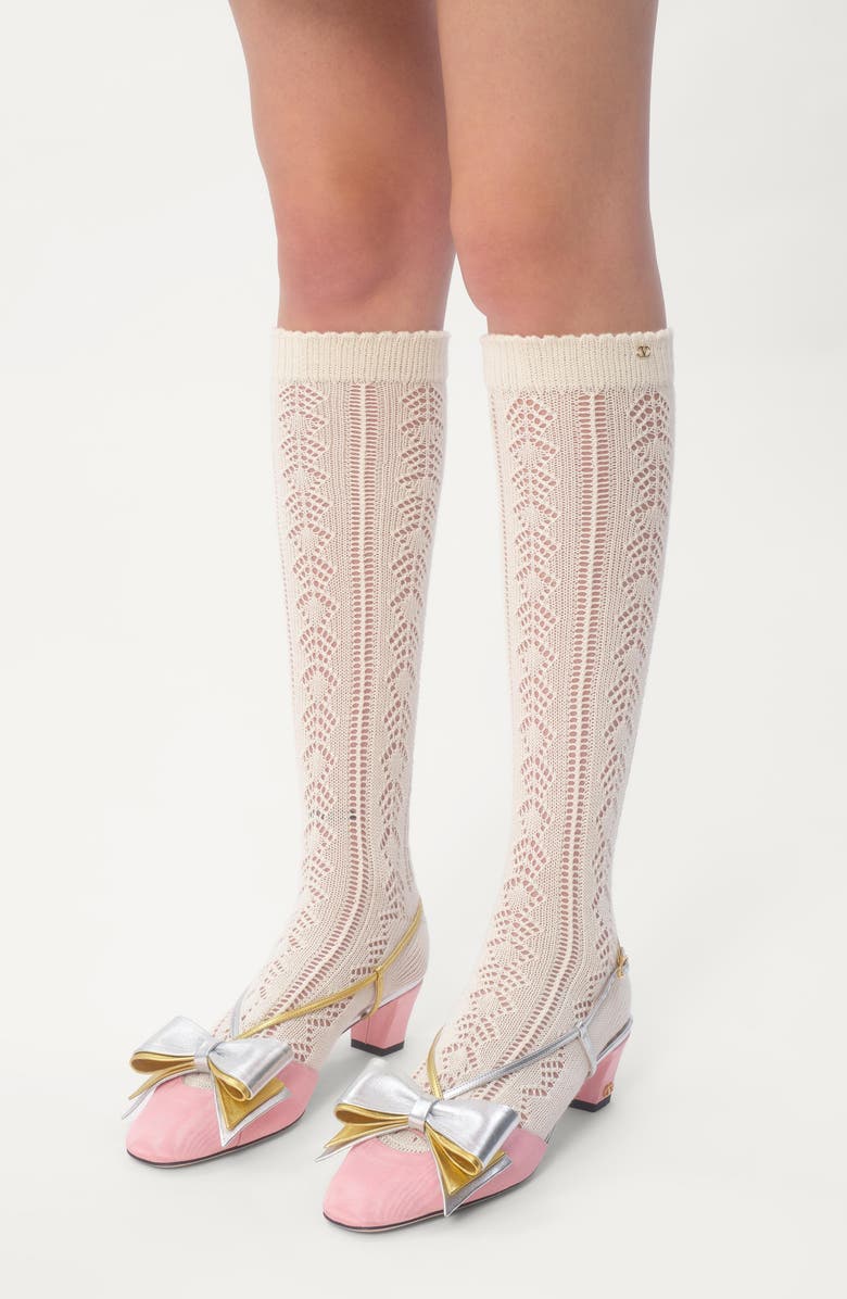 Valentino Garavani Bowow Slingback Pump, Alternate, color, Bubble/ Silver/ Gold