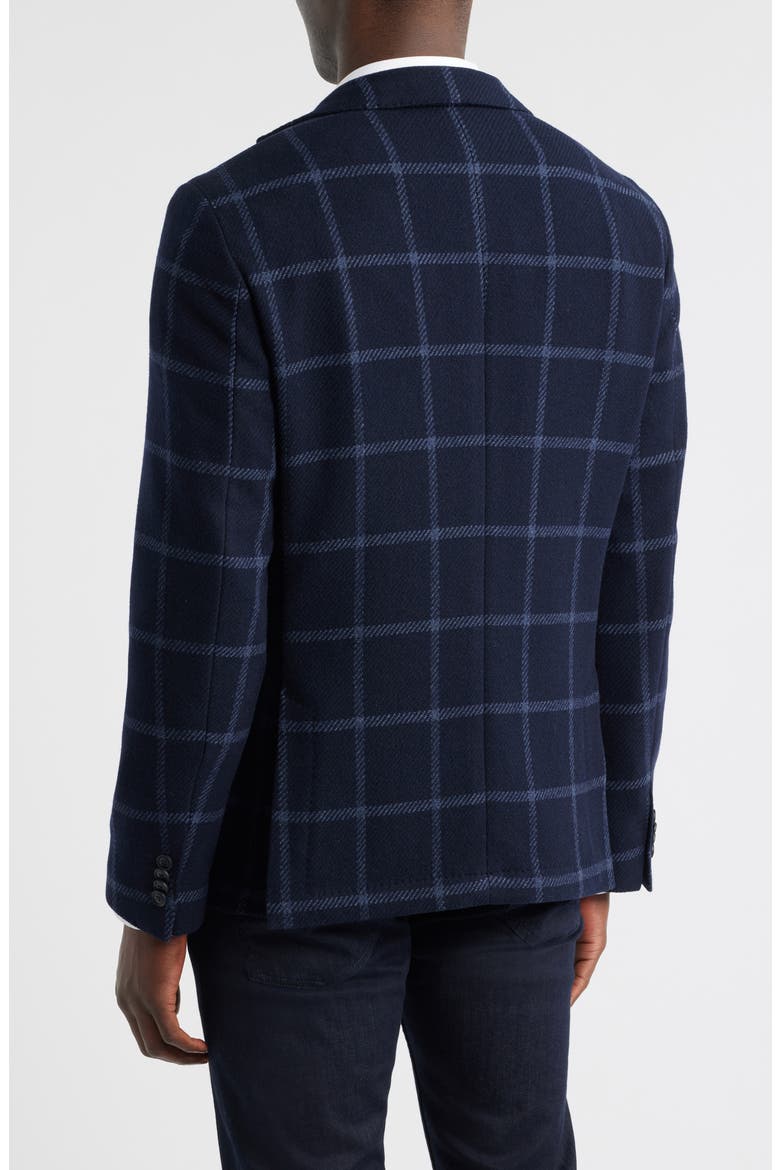 Hanry Slim Fit Navy Windowpane Check Wool Blend Twill Sport Coat, Alternate, color, DARK BLUE