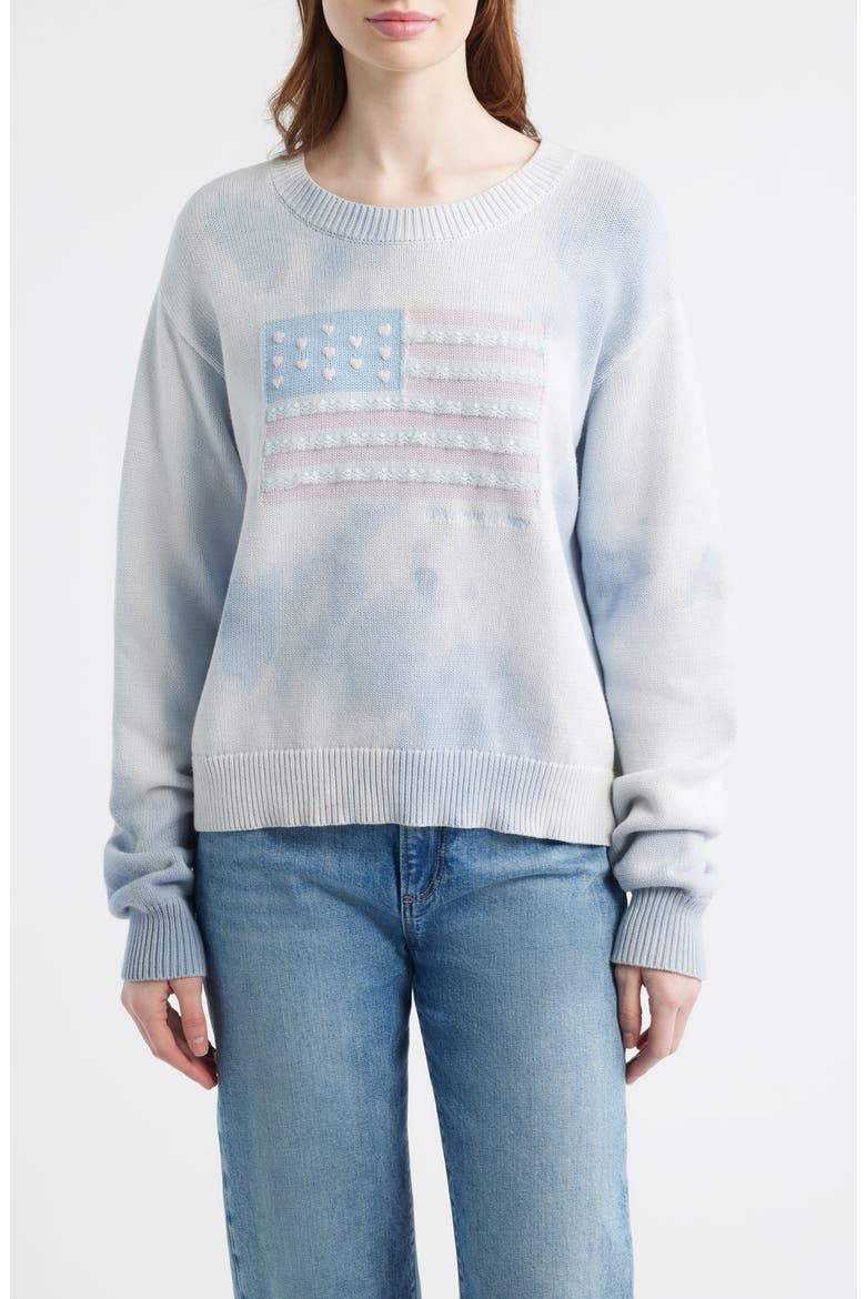 Ty Lace Flag Detail Cotton Sweater, Main, color, SELVEDGE SKY