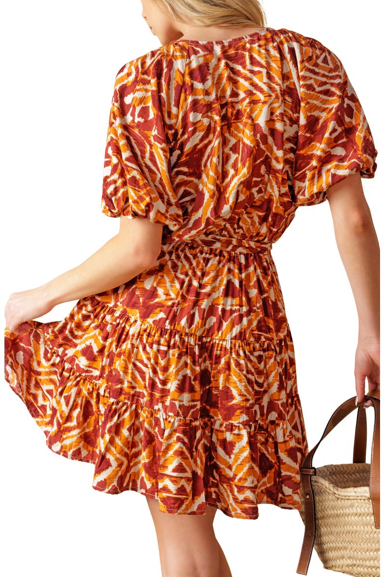 Printed Tiered Dress, Alternate, color, IVORY RUST