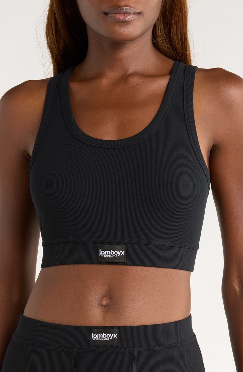 TomboyX Essentials Rib Sports Bra, Main, color, Black