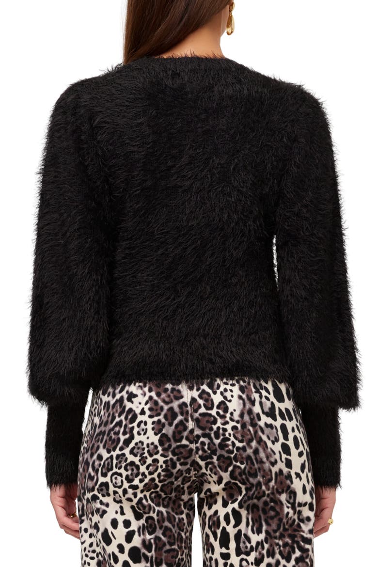 Lia Shirred Sleeve Sweater, Alternate, color, BLACK