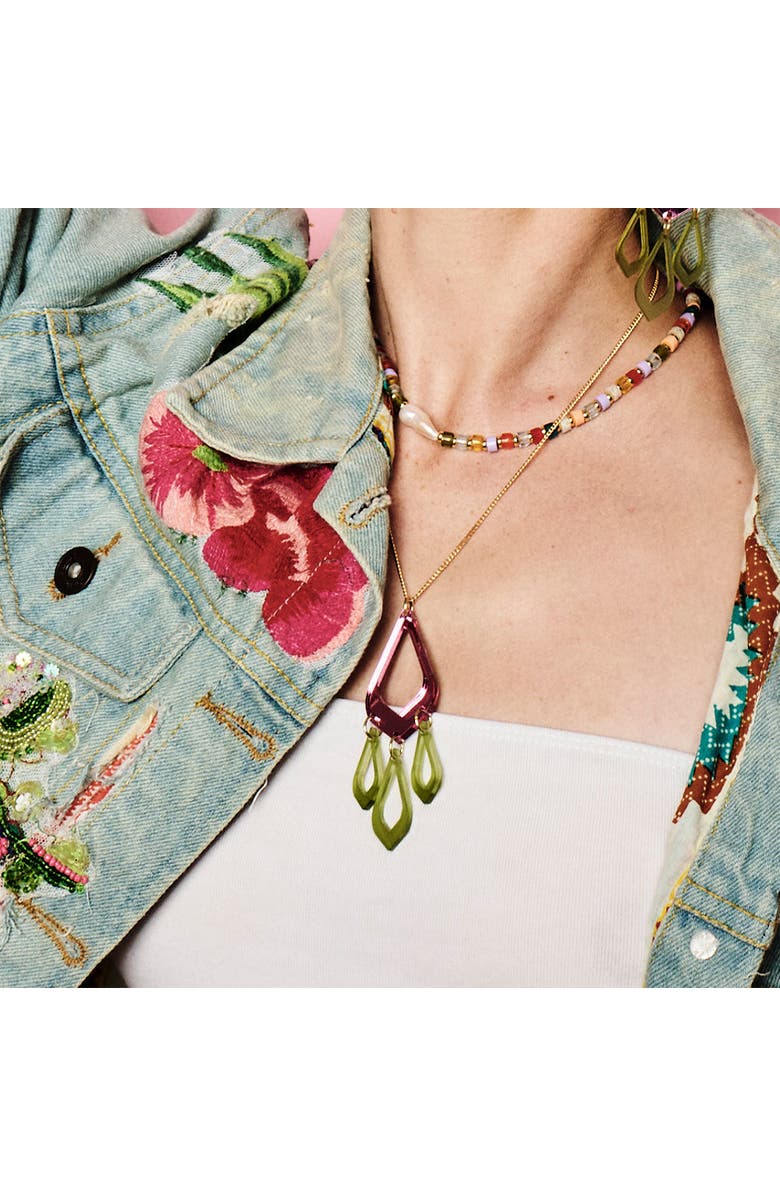 Toolally Feather Drop Pendant - Pink Mirror & Lime Zest, Alternate, color, Pink Mirror & Lime Zest