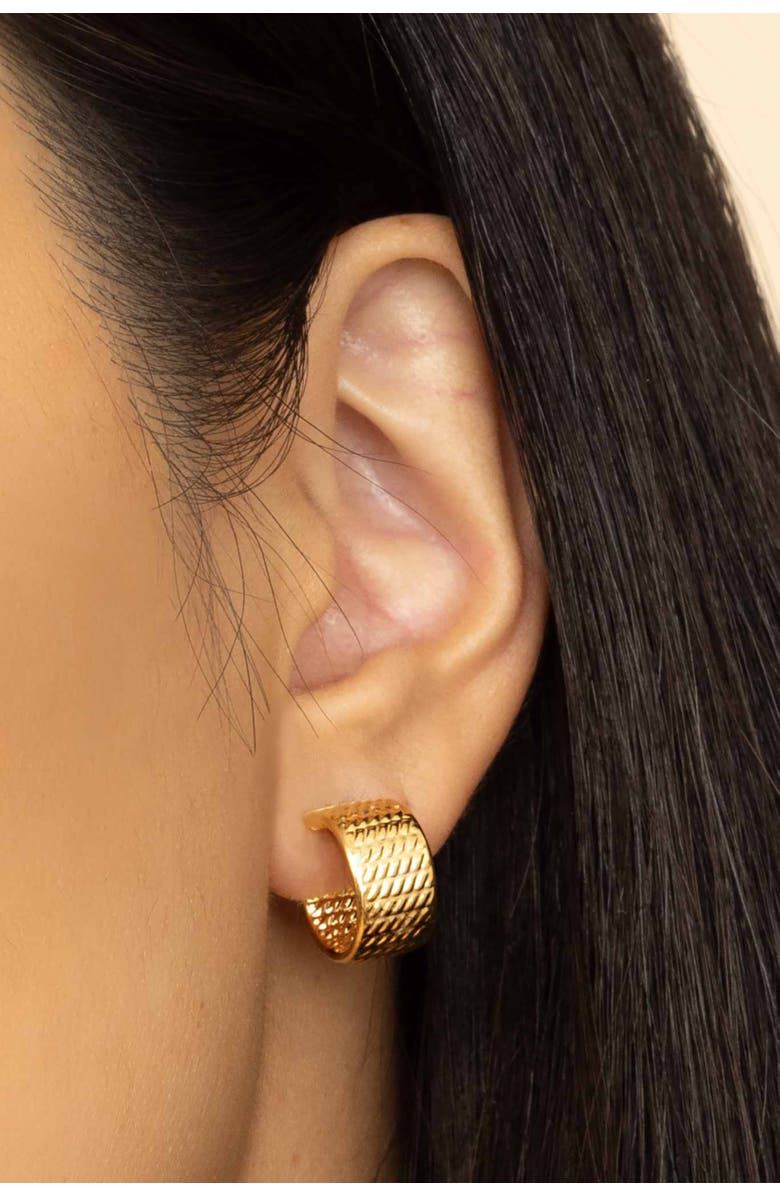 Oradina 14K Yellow Gold Moto Bold Hoops, Alternate, color, Yellow Gold