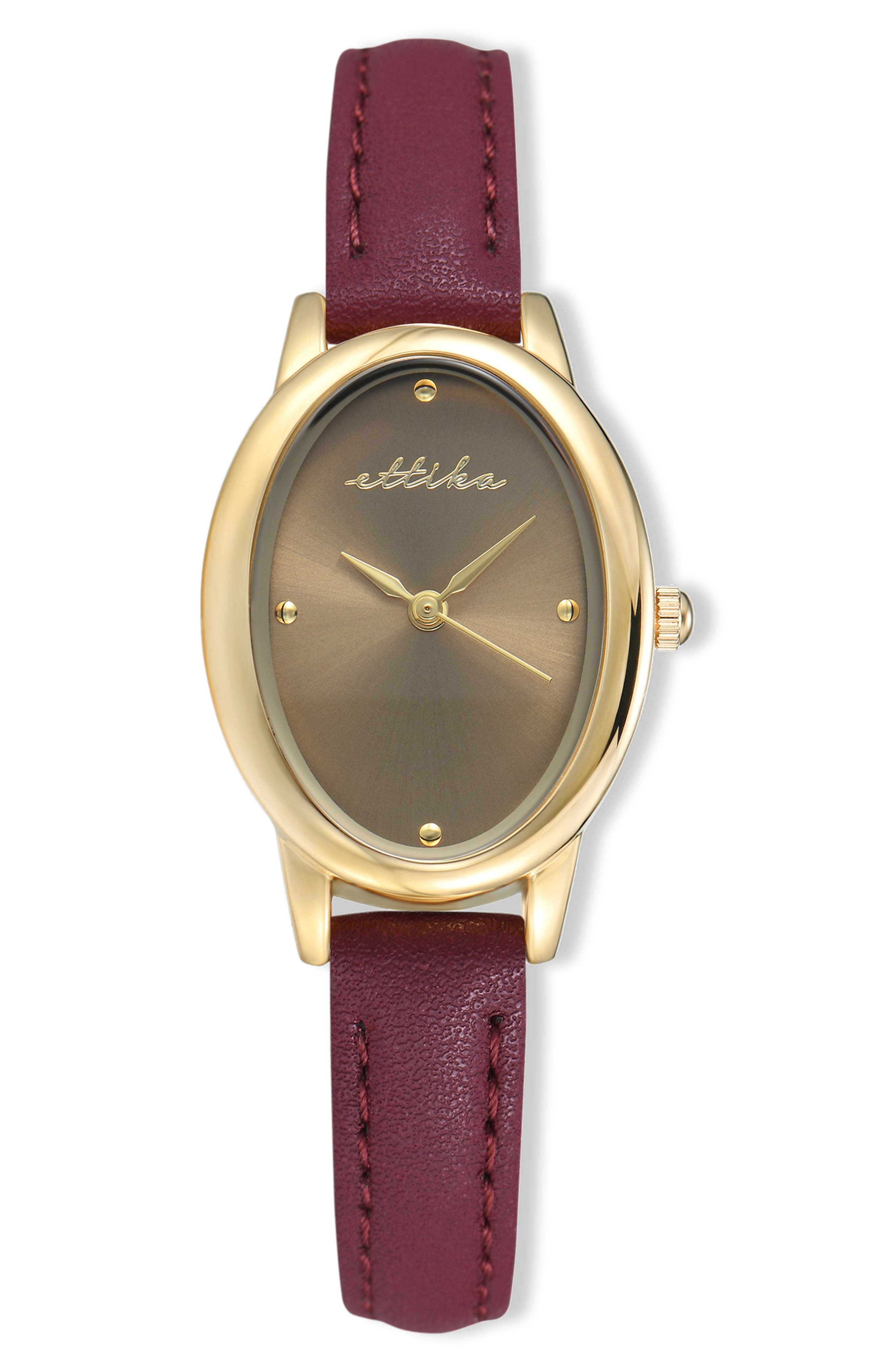 Ettika Oval Leather Strap Watch