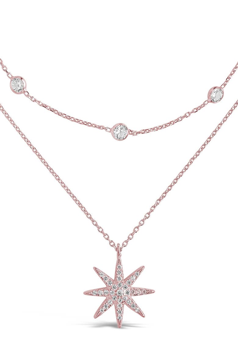 14K Rose Gold Plated Layered Burst Pendant Necklace, Main, color, ROSE GOLD