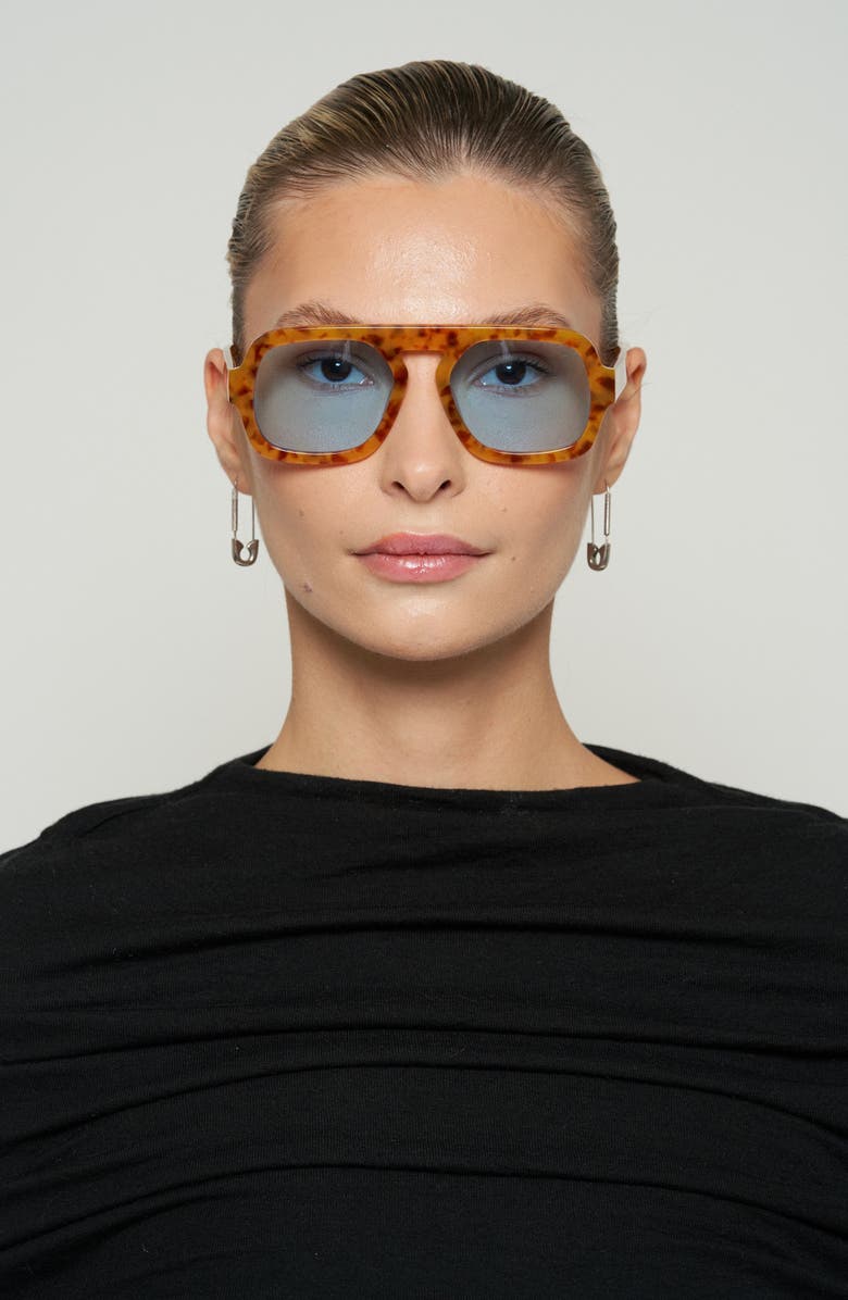 Elisa Johnson Jane 54mm Aviator Sunglasses, Alternate, color, Blonde Tortoise