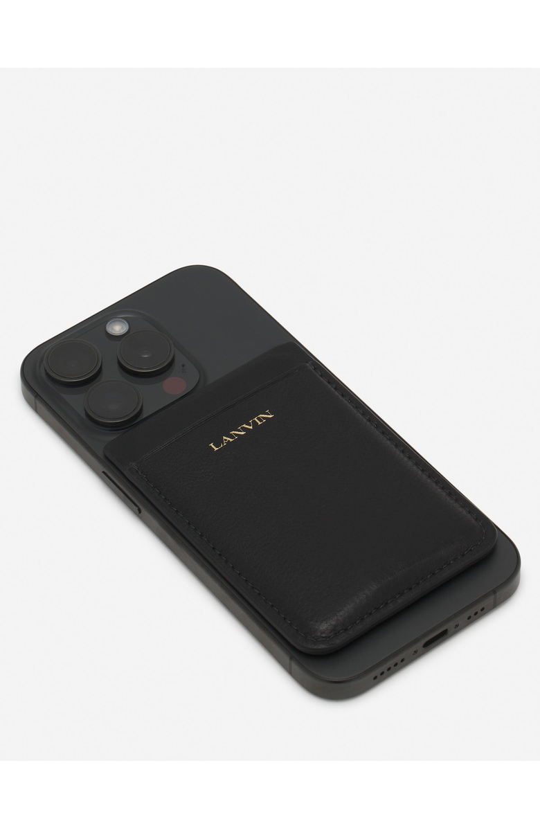 Lanvin Magnetic Leather Cardholder, Alternate, color, Black
