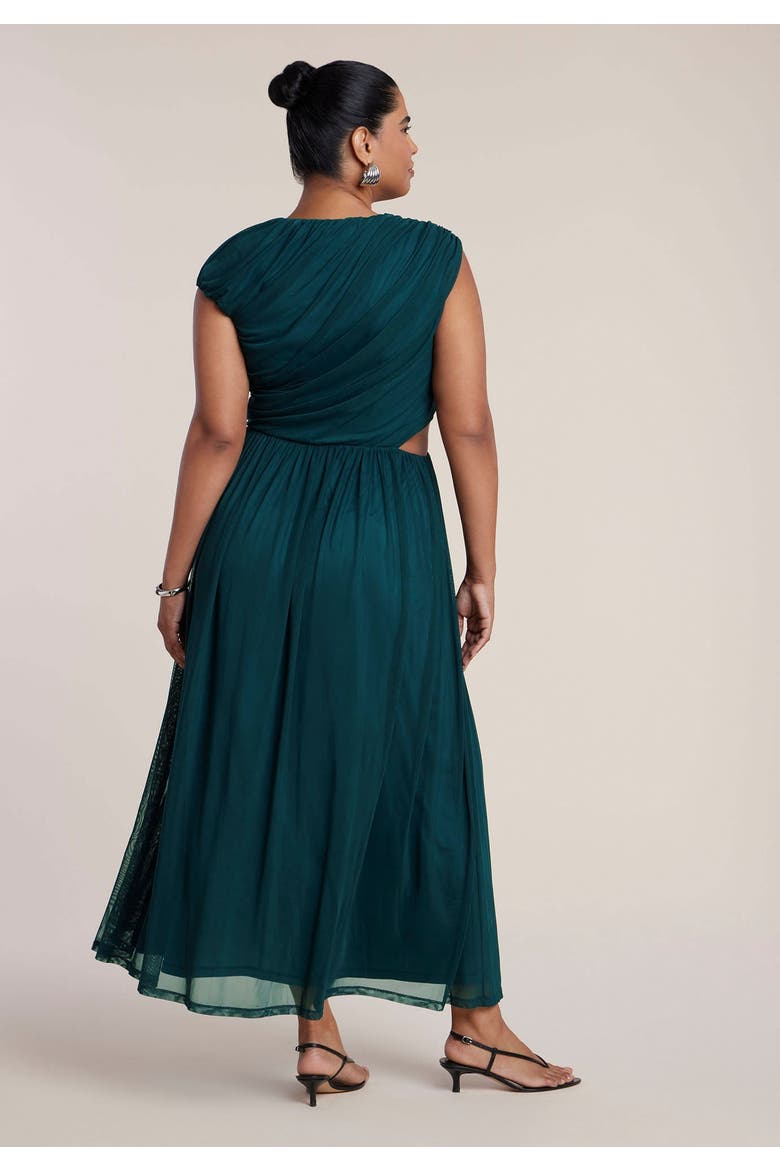 Asymmetric Draped Knit Maxi Dress, Alternate, color, DEEP TEAL