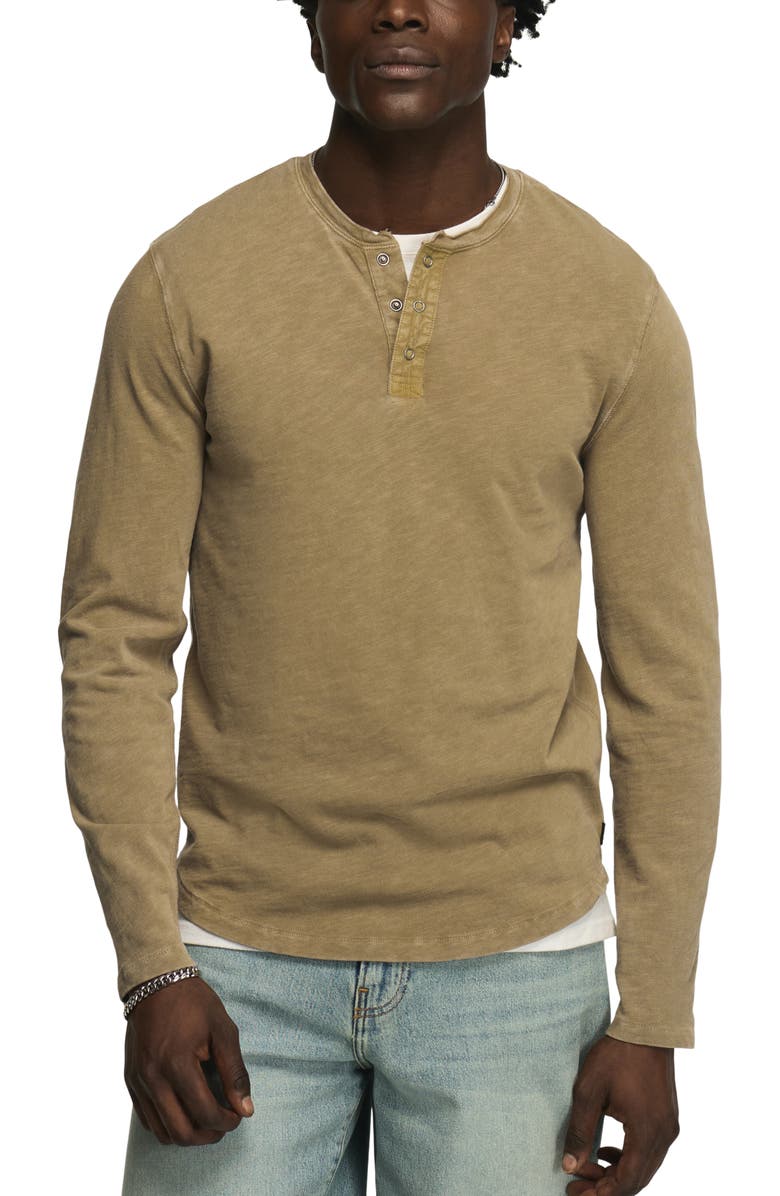 Lucky Brand Weekend Long Sleeve Slubbed Henley, Main, color, Timber Wolf