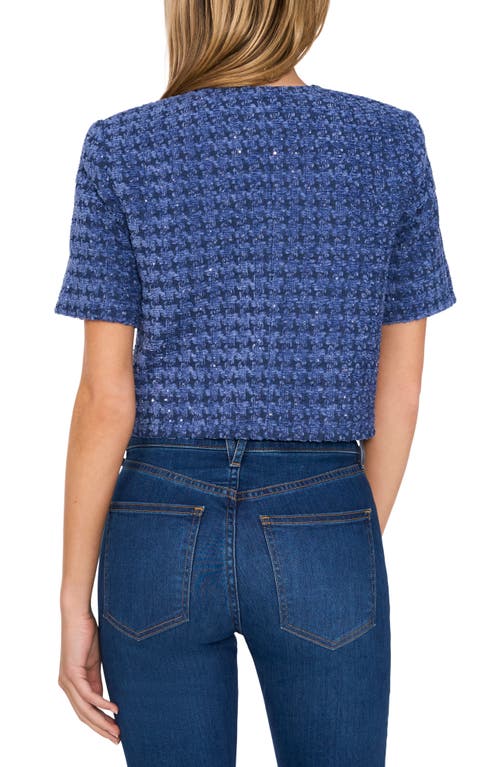 Shop Cece Crop Tweed Jacket In Ocean Blue