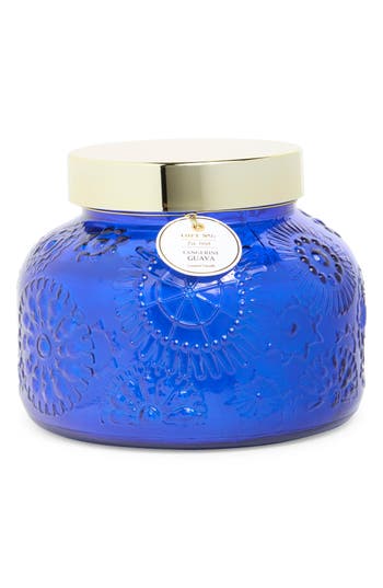 Portofino Candles Tangerine Guava Garden Jar Candle In Cobalt