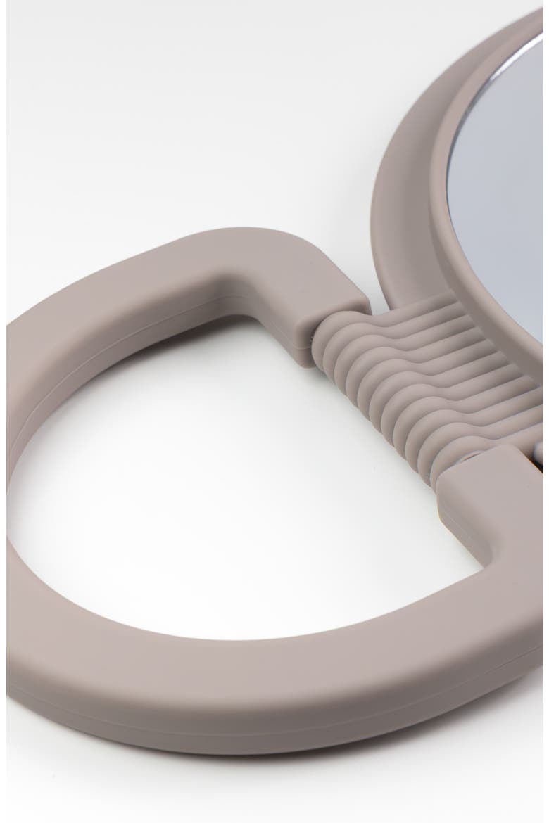 Dual-Sided Hanging Handheld Mirror in Soft-Touch, Alternate, color, Soft Touch Gray