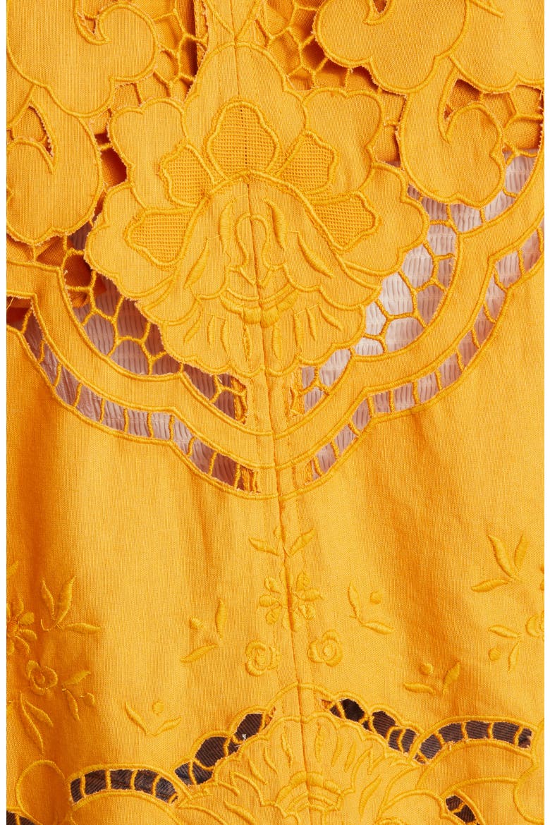 Susanna Eyelet Cotton & Linen Coat, Alternate, color, MUSTARD