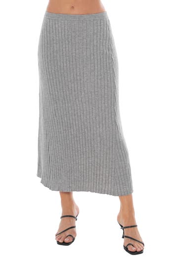Tash And Sophie Pleated Sweater Skirt In Gray