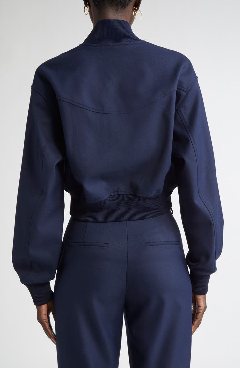 ST. JOHN Dakota Stretch Gabardine Bomber Jacket, Alternate, color, Navy