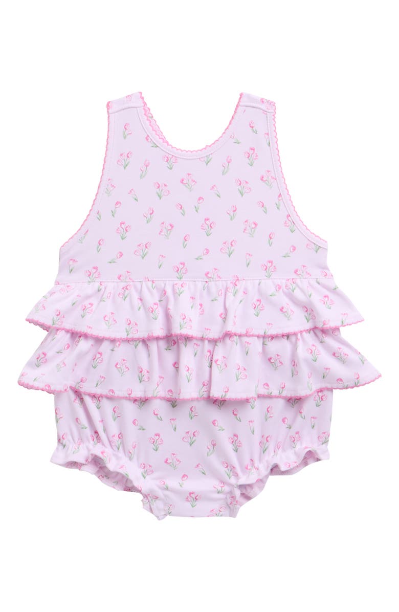 Kissy Kissy Print Pima Cotton Bubble Romper, Main, color, Multi Pink