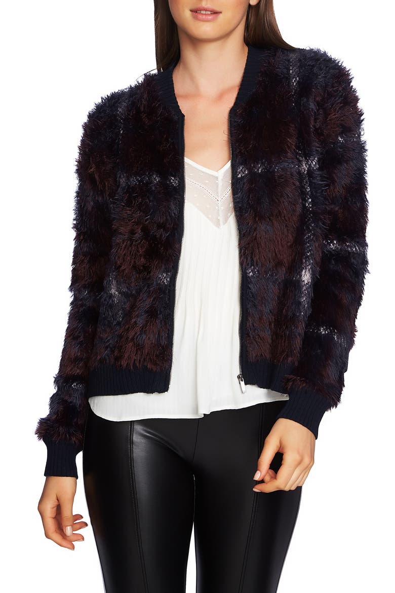 Plaid Eyelash Sweater, Main, color, LUNAR NAVY