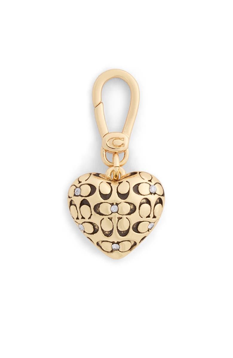 COACH Quilted C Heart Charm, Main, color, Shiny Gold