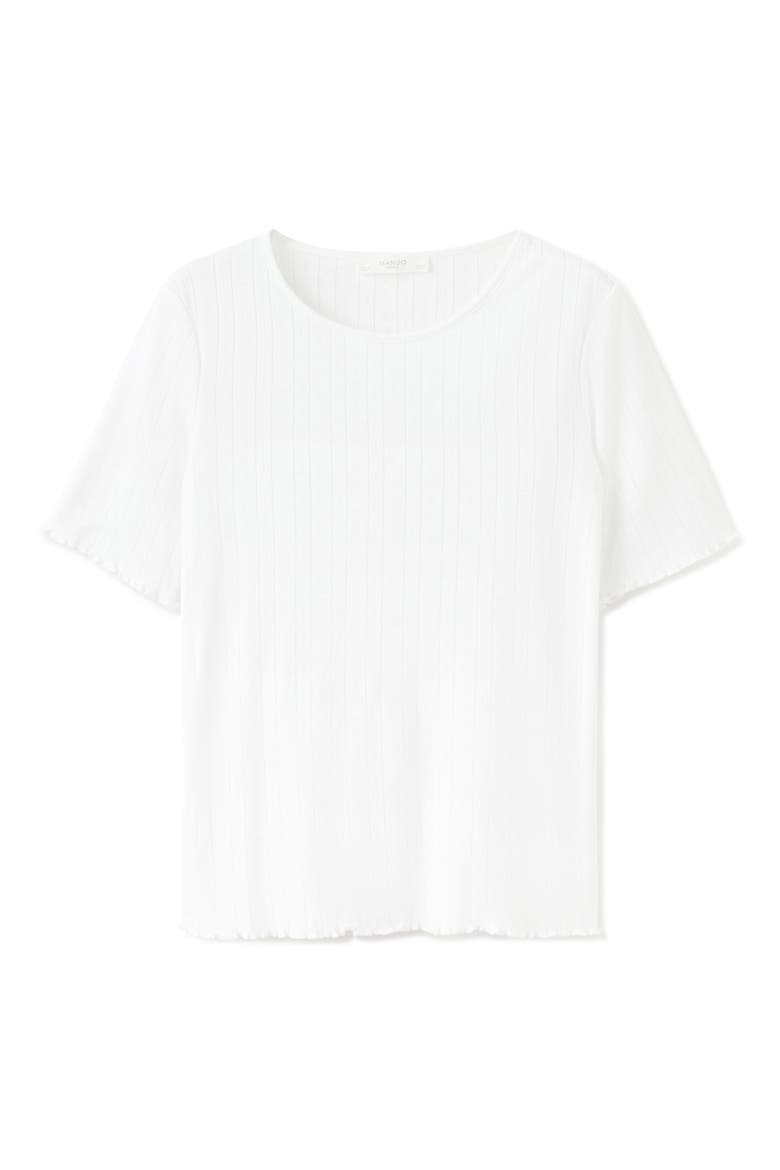 Lettuce Edge Pointelle Cotton Sleep T-Shirt, Alternate, color, WHITE
