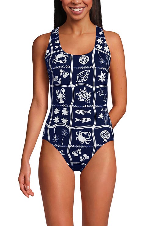 Chlorine Resistant Scoop Neck X-Back High Leg Soft Cup Tugless Sporty One Piece Swimsuit