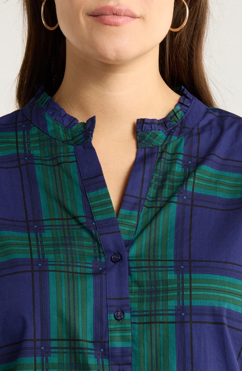SUGARLIPS Ima Harrisville Plaid Button-Up Cotton Shirt, Alternate, color, Navy-Green