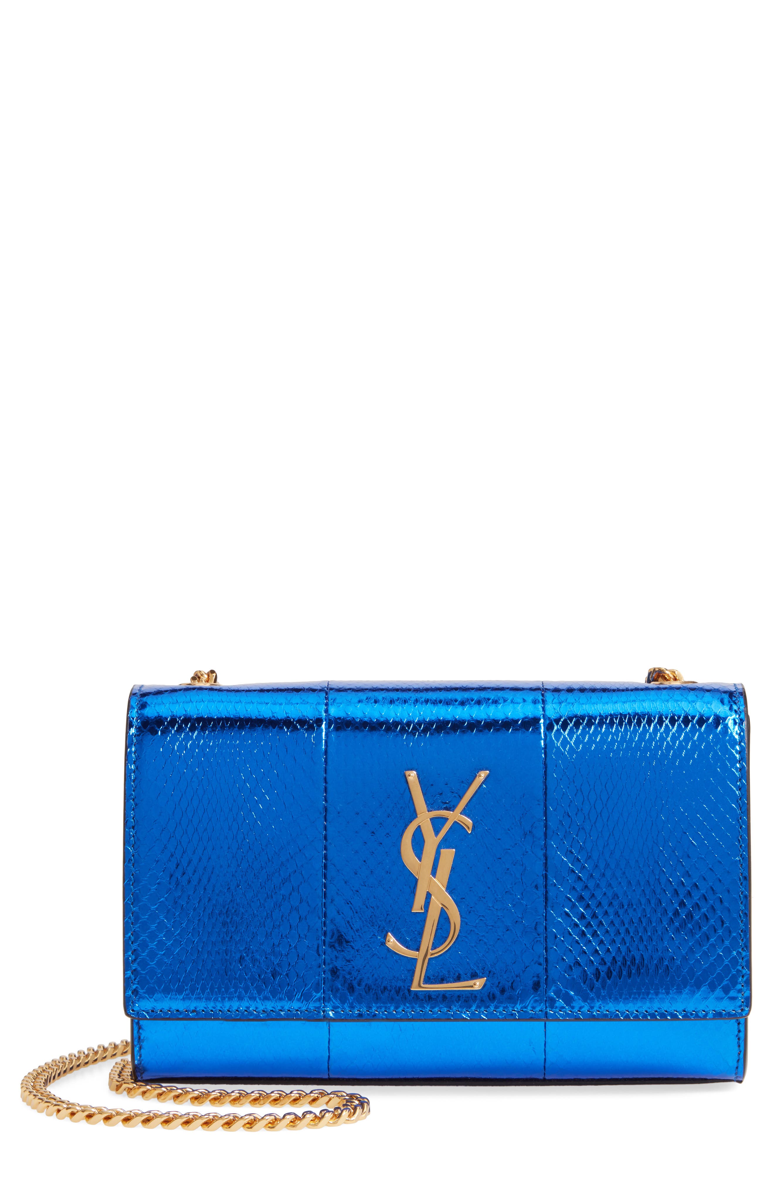 Saint Laurent Small Kate Snakeskin Chain Crossbody Bag, Main, color, 