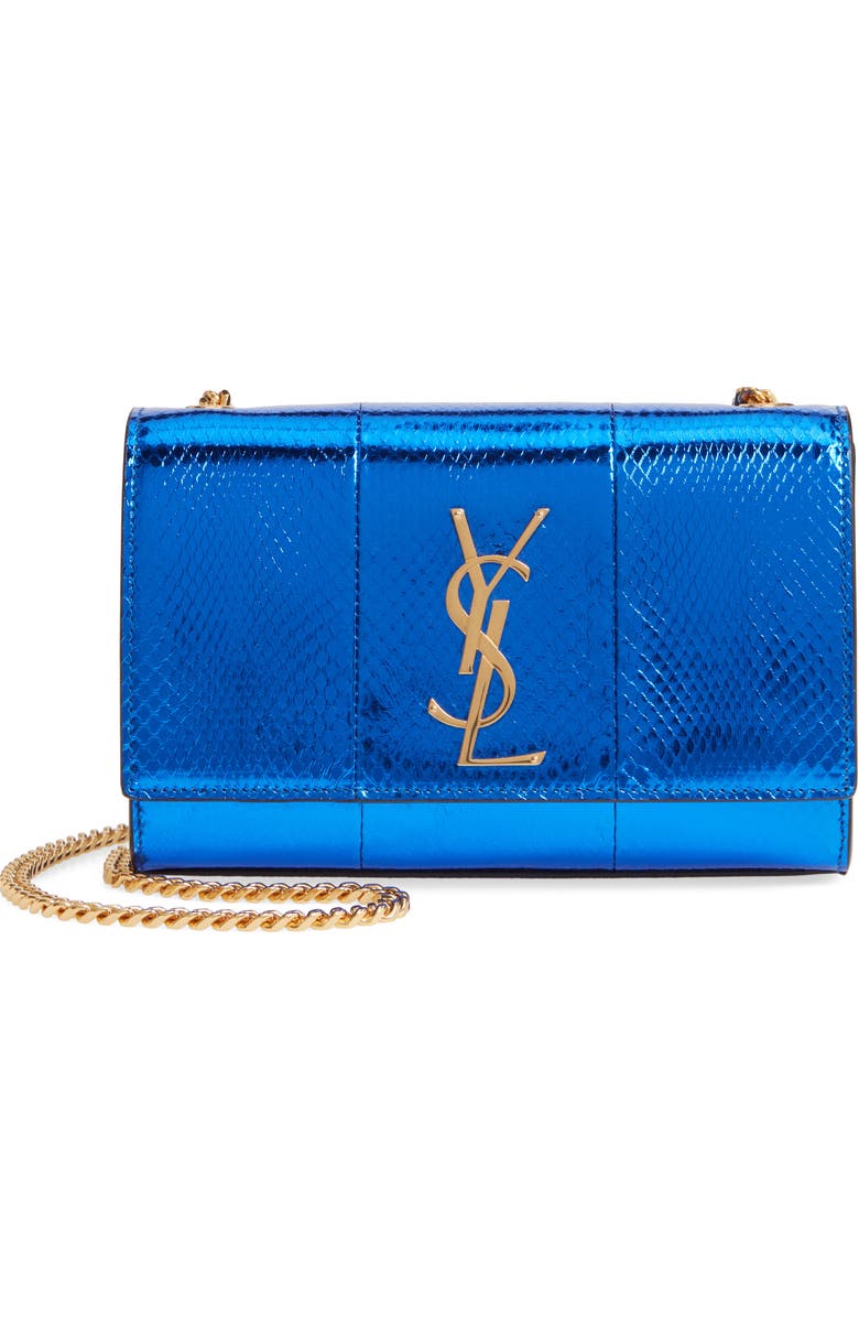 Saint Laurent Small Kate Snakeskin Chain Crossbody Bag, Main, color,