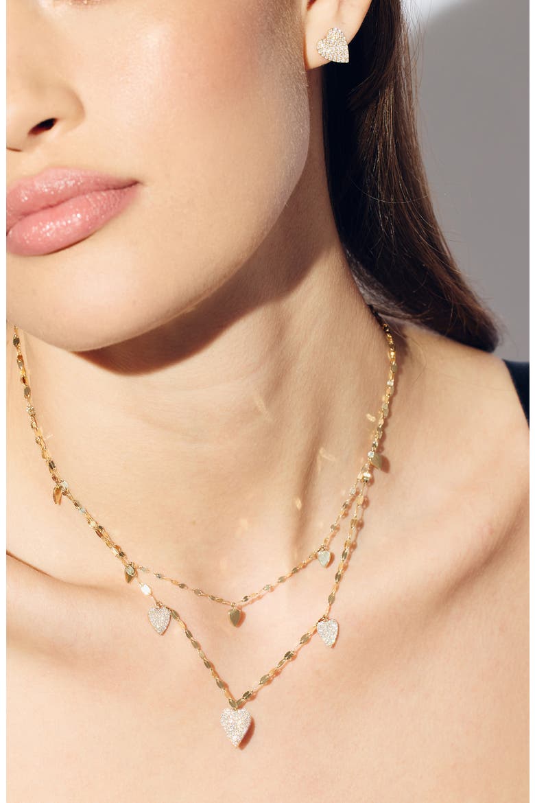 Mini Heart Charm Necklace, Alternate, color, YELLOW GOLD