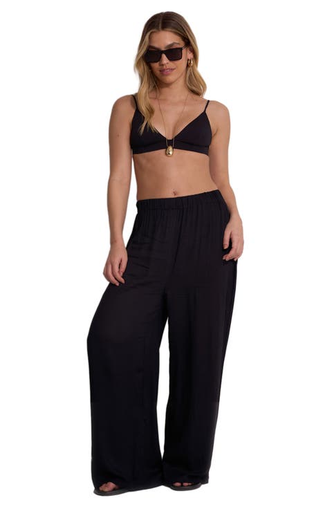 Satin Shore High Waist Beach Pant Cover-Up