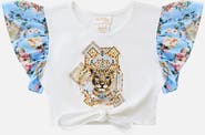 Camilla Kids Tie Front Crop Tee W Frill Sleeve