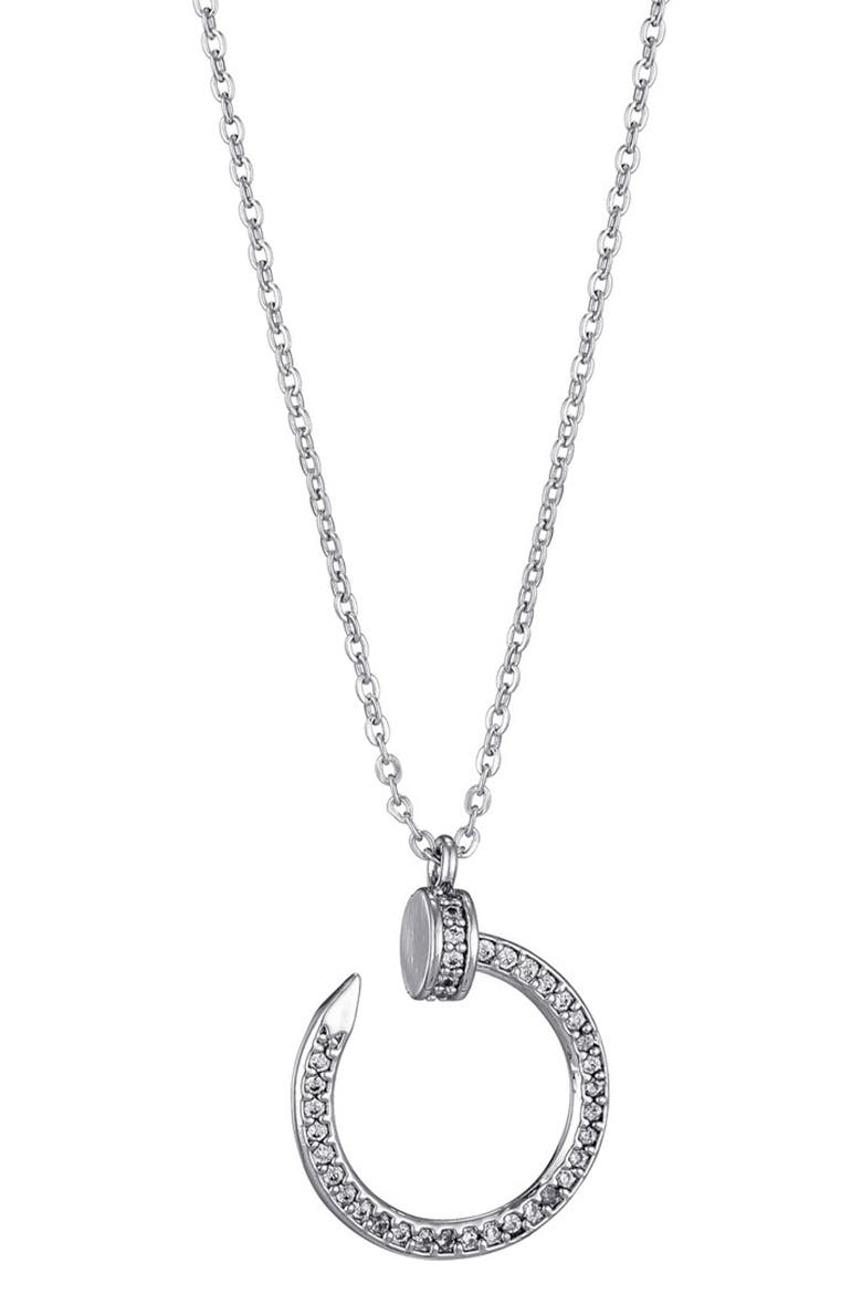 Cubic Zirconia Nail Pendant Necklace, Main, color, SILVER