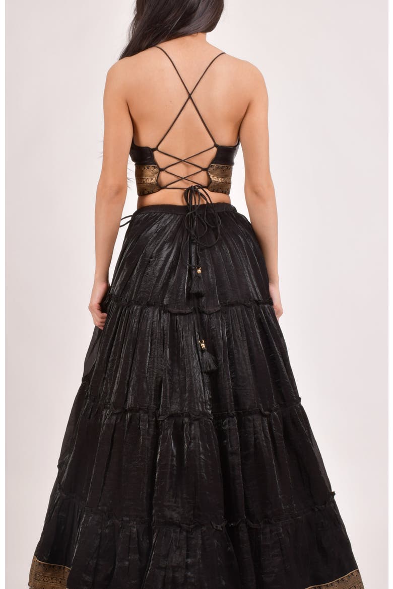 Ciara Tiered Shimmer Lehenga Choli, Alternate, color, Black