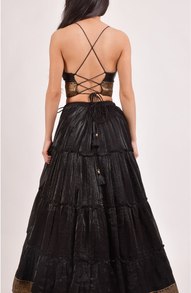 RAAS Ciara Tiered Shimmer Lehenga Choli, Alternate, color, Black