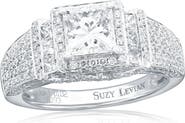 SOUZANA by Suzy Levian 18K White Gold 1.02ct GIA-Certified Princess-Cut Diamond & 0.93cttw Diamond Ring