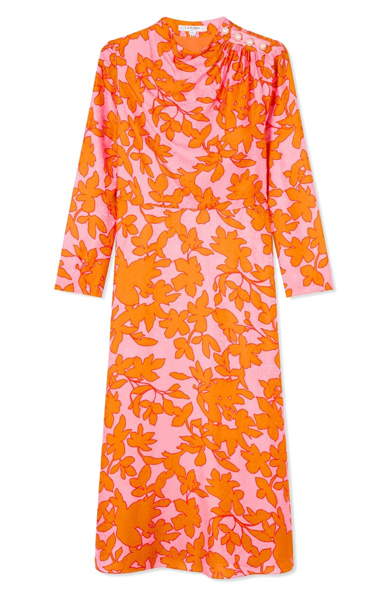 LK Bennett Samantha Floral Print Long Sleeve Midi Dress, Alternate, color, 