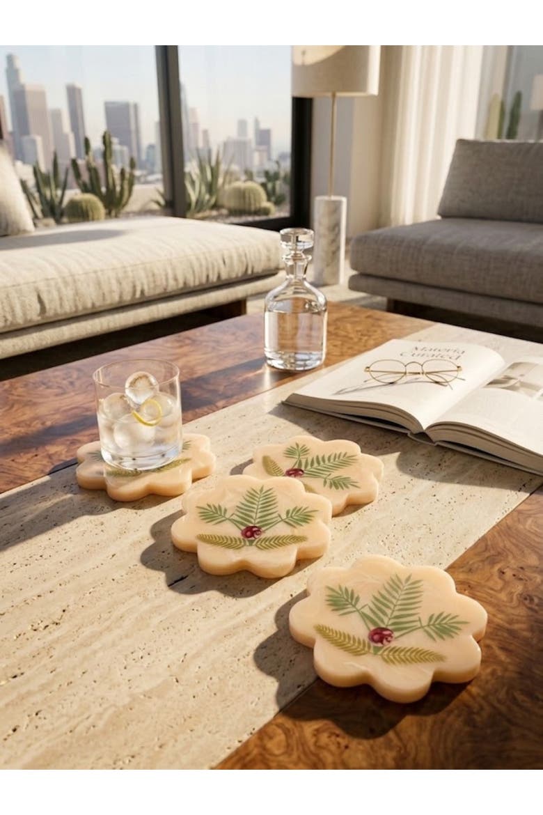 Trellis Marbled Coasters, Alternate, color, Beige