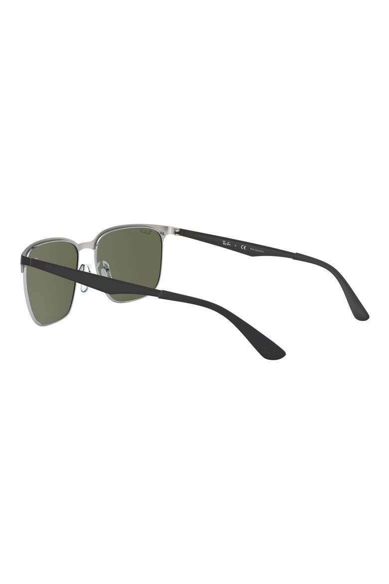 59mm Square Sunglasses, Alternate, color, SILVER/SHINY BLACK/DARK GREEN