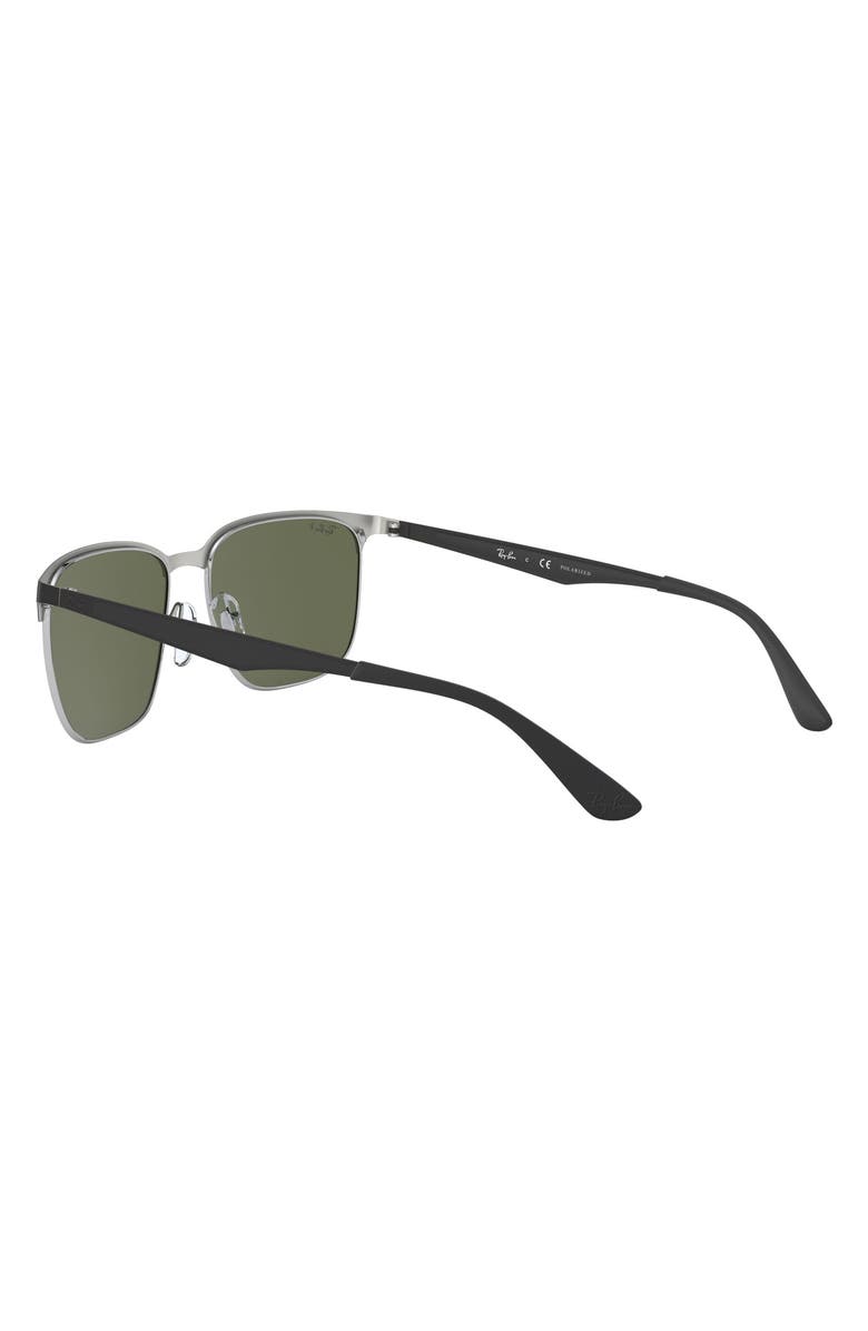 Ray-Ban 59mm Square Sunglasses, Alternate, color, Silver/Shiny Black/Dark Green